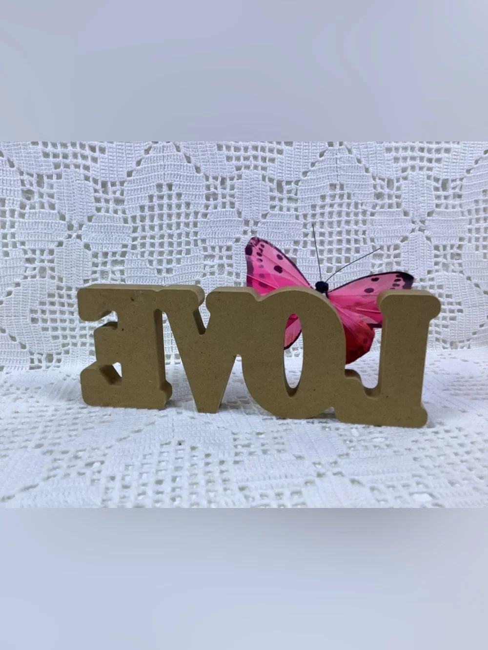 LOVE Home Decor with Pink Butterfly Accent